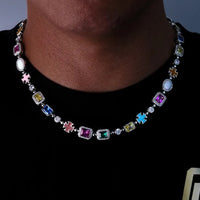 Gold-Plated Hip-Hop Gemstone Necklace
