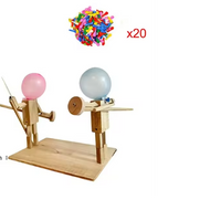 Handmade Balloon Heads Wooden Fighter Puppets