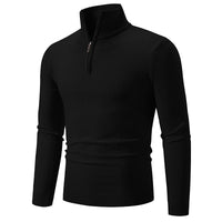 2023 Men's Plus Size Fleece Zip Mock Neck Sweater