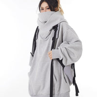 Loose High Collar Fleece Lined Hoodie