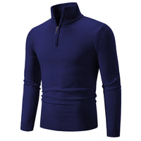 2023 Men's Plus Size Fleece Zip Mock Neck Sweater