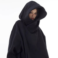 Loose High Collar Fleece Lined Hoodie