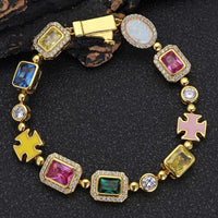 Gold-Plated Hip-Hop Gemstone Necklace