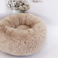 Round Plush Dog Bed for Small Dogs and Puppies